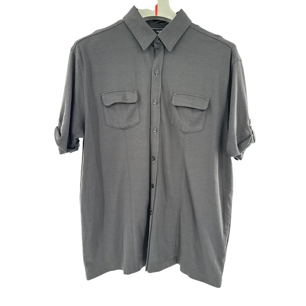 Murano Liquid Luxury Mens‎ Gray Button-Down Shirt XL